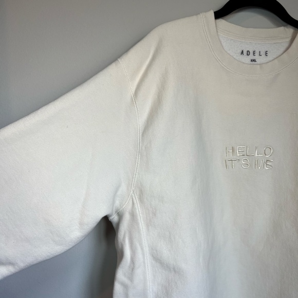 Adele Official Merch Hello Its Me Fleece Sweatshirt Crewneck Bone White Tour XXL - Picture 5 of 15